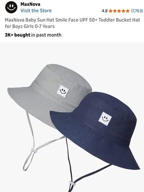 Smiley Kids' Bucket Hat Set of 2 - Light Gray & Navy